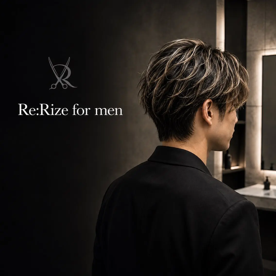 ミディアム カラー パーマ ヘアアレンジ メンズ Re.Rize加古川 メンズヘア特化のヘアスタイル
