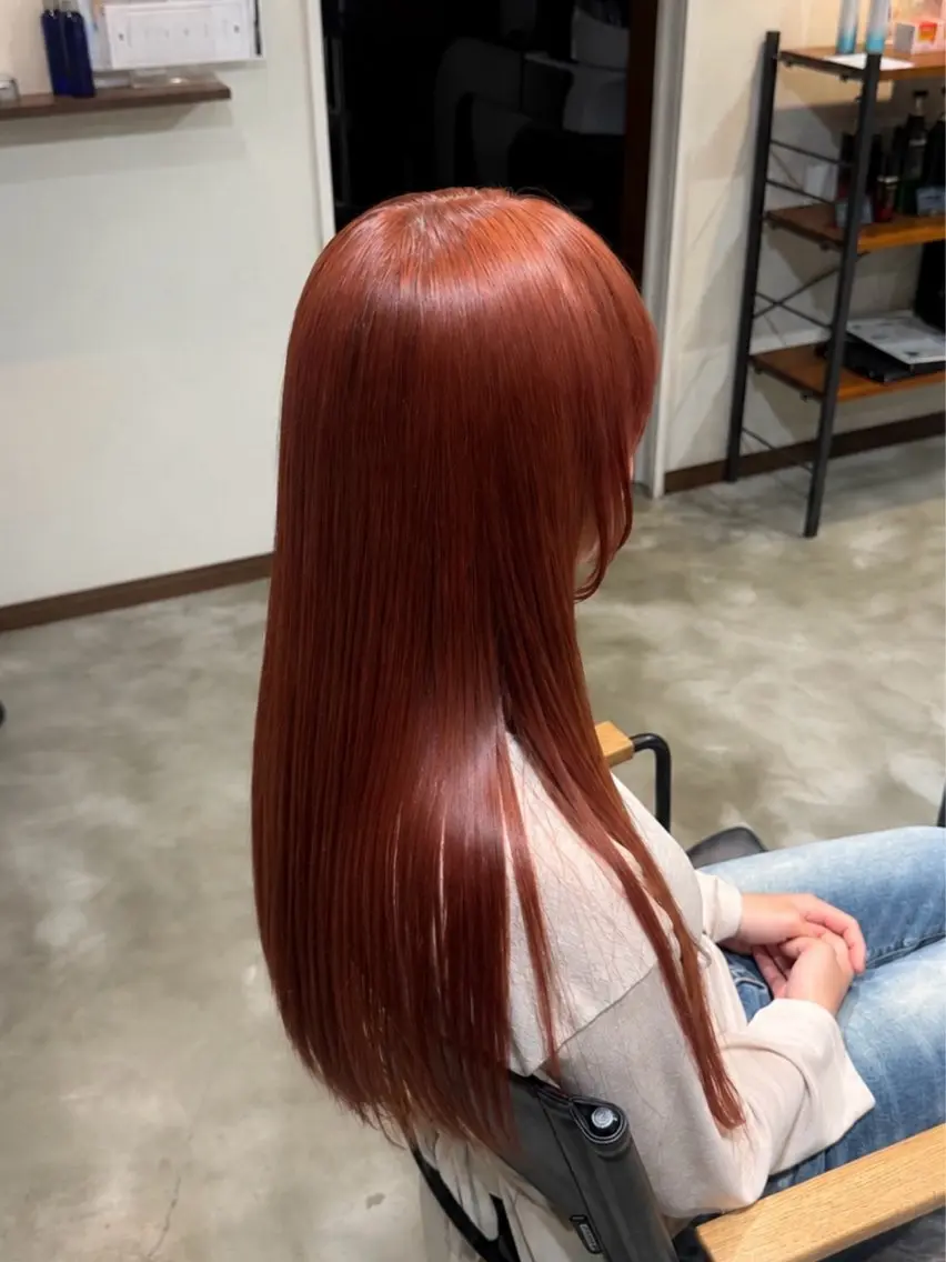ロング カラー オレンジ カラーモデル募集中 /江利川紫音のヘアスタイル
