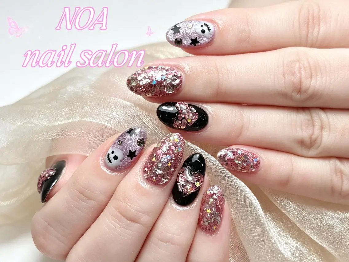 ネイル 長さ出し フレンチネイル ジェルネイル ガーリー キラキラネイル ハンドネイル Noa Nail みつきのネイルデザイン