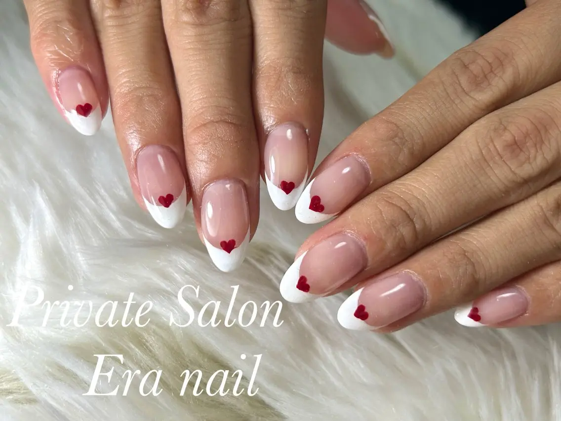 ネイル フレンチネイル ハート Era nailのネイルデザイン