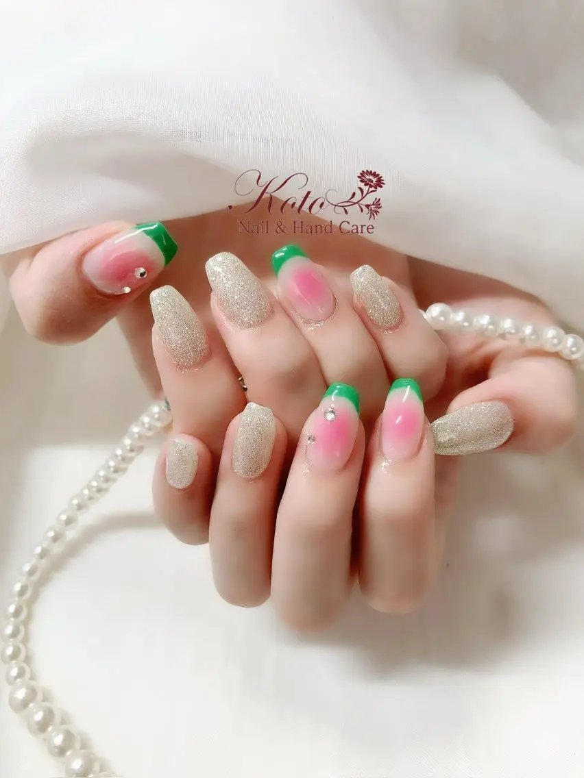 ネイル 長さ出し ジェルネイル 持ち込み ニュアンスネイル 赤色 Nail Salon KOTOのネイルデザイン