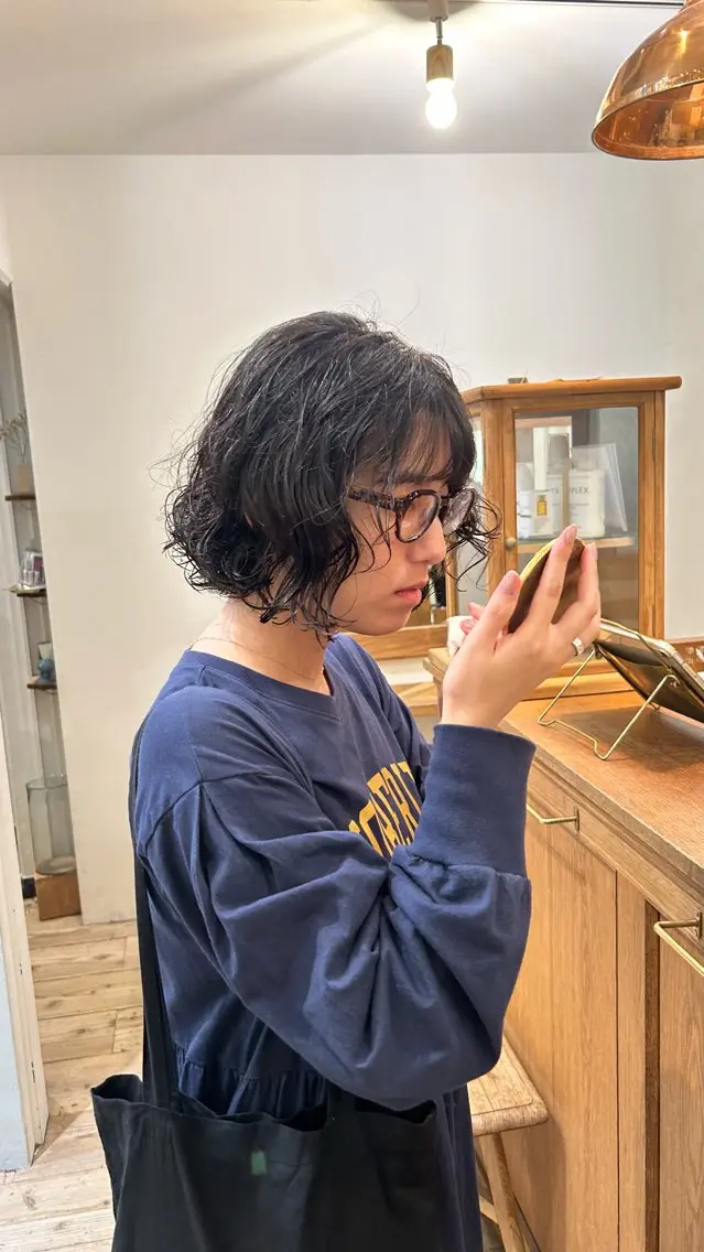 ショート カラー パーマ ボブ トリートメント ニュアンスパーマ カット ヘアカラー パーマ トリートメント 🌿ボブ パーマ高橋啓太🌿のヘアスタイル