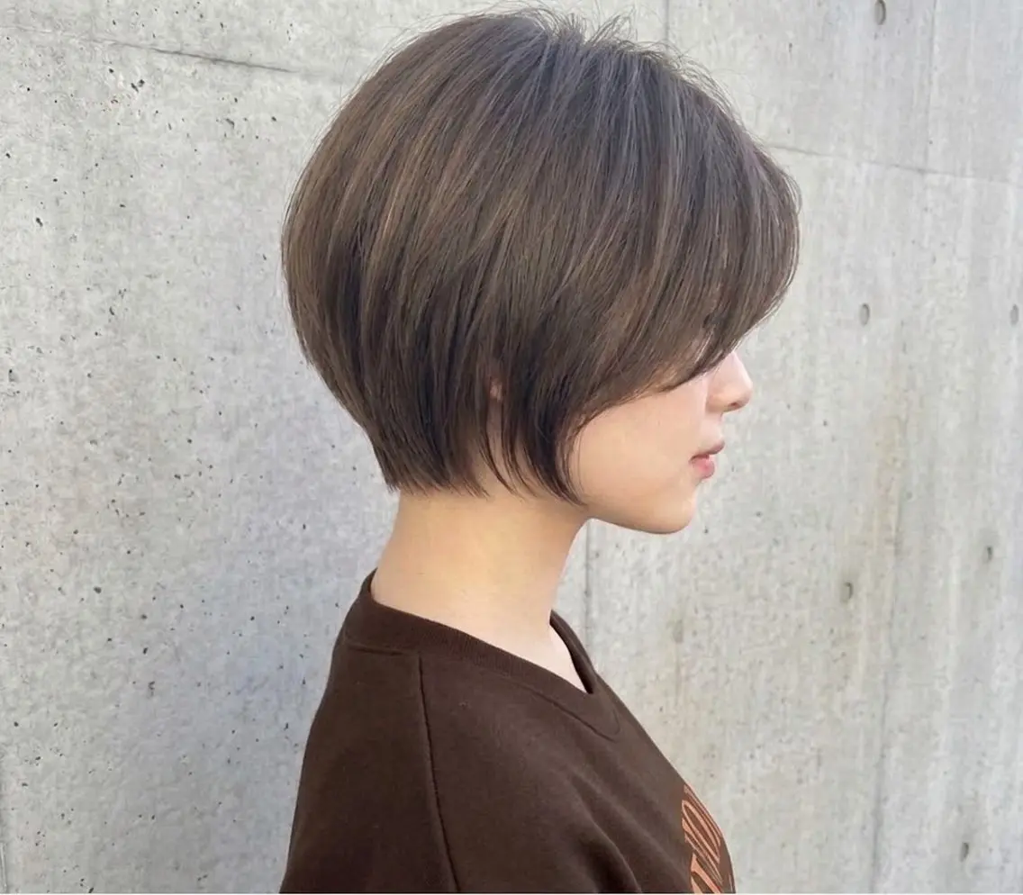 ショート ショートボブ/ワンレ ングス/メンズカットのヘアスタイル