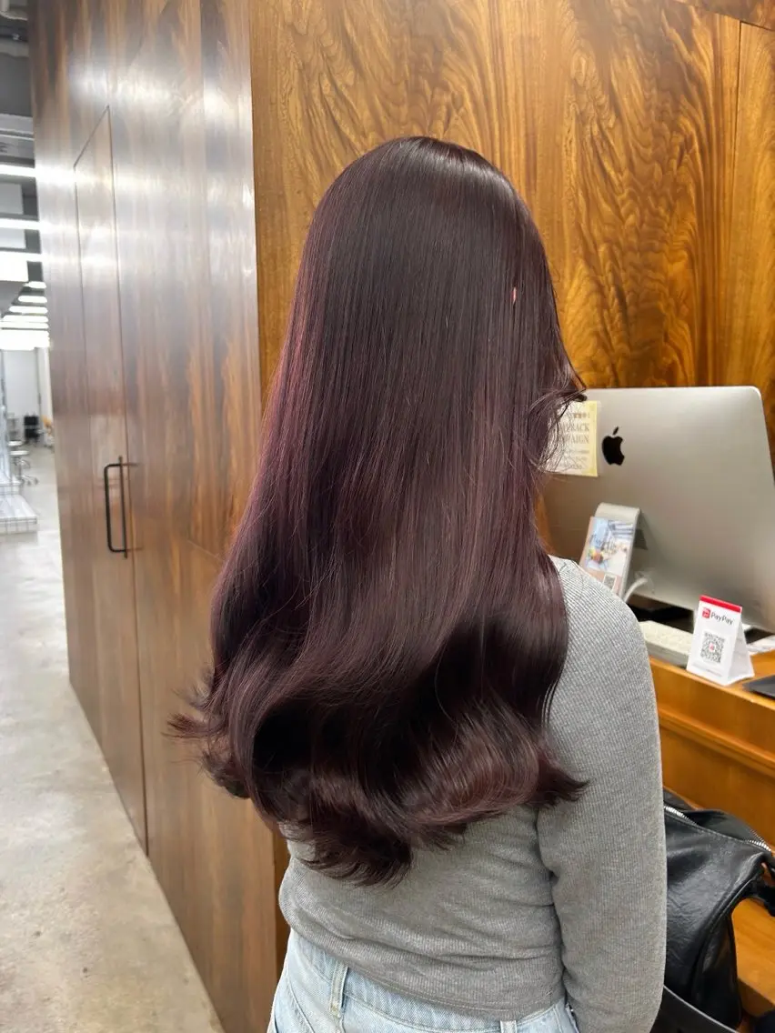 ロング カラー カット ヘアカラー トリートメント 🌷ラベンダーピンク 顔まわり🌷ねいろのヘアスタイル