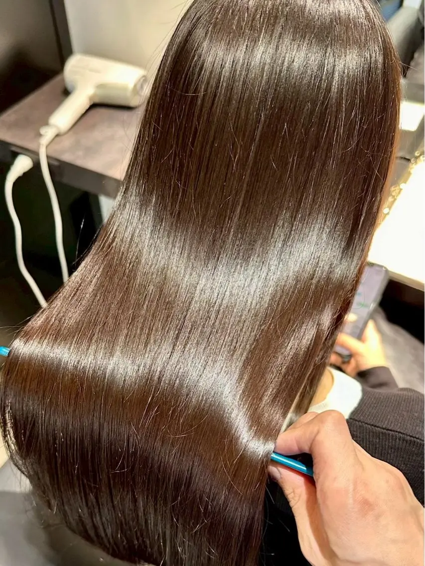 ロング カラー パーマ 縮毛矯正 藤原 さくらのヘアスタイル