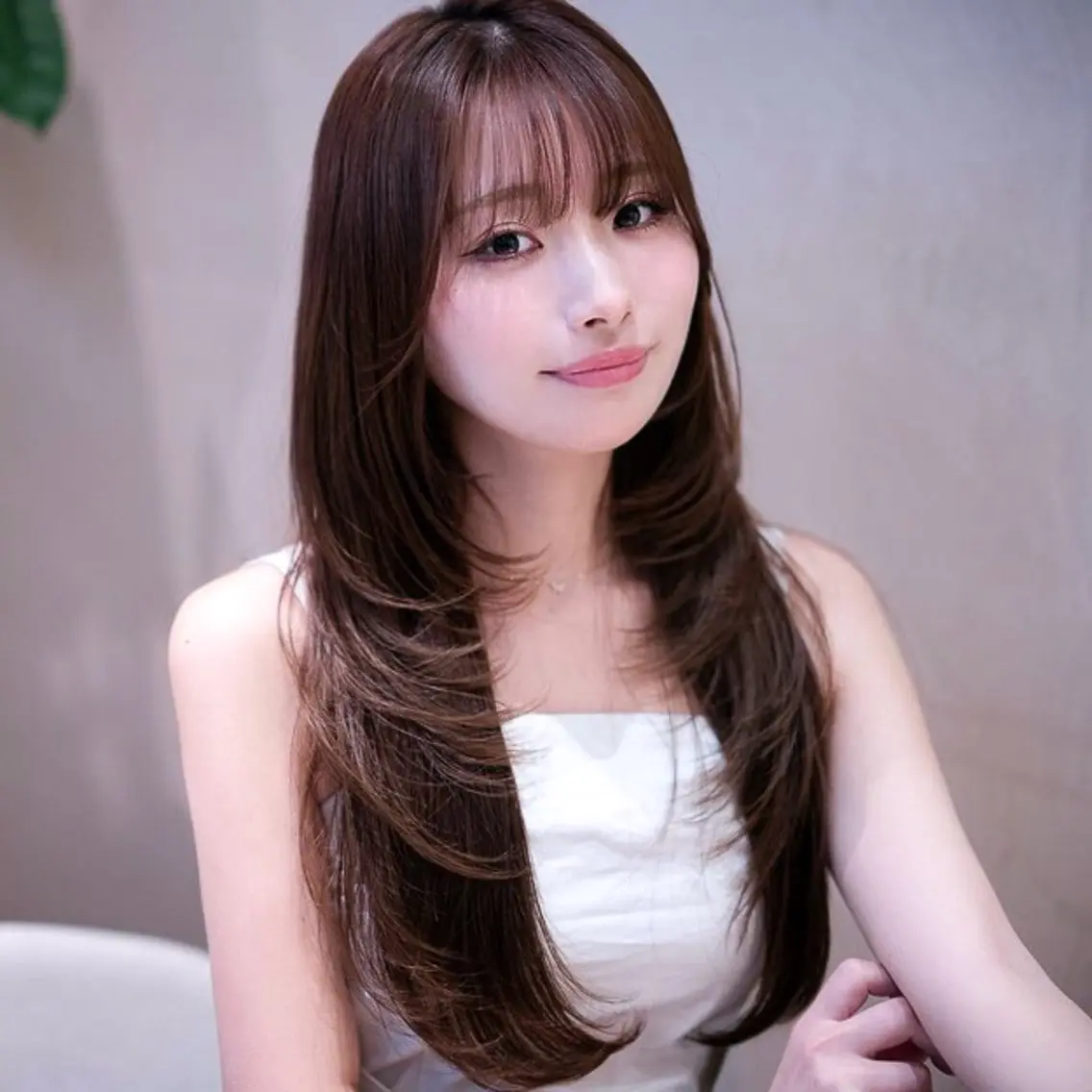 ロング ボブ 顔まわりレイヤー 顔周りカット ハッシュカット 髪質改善 ヘアカラー トリートメント 原宿/韓国/髪質改善 /レイヤー/ボブのヘアスタイル