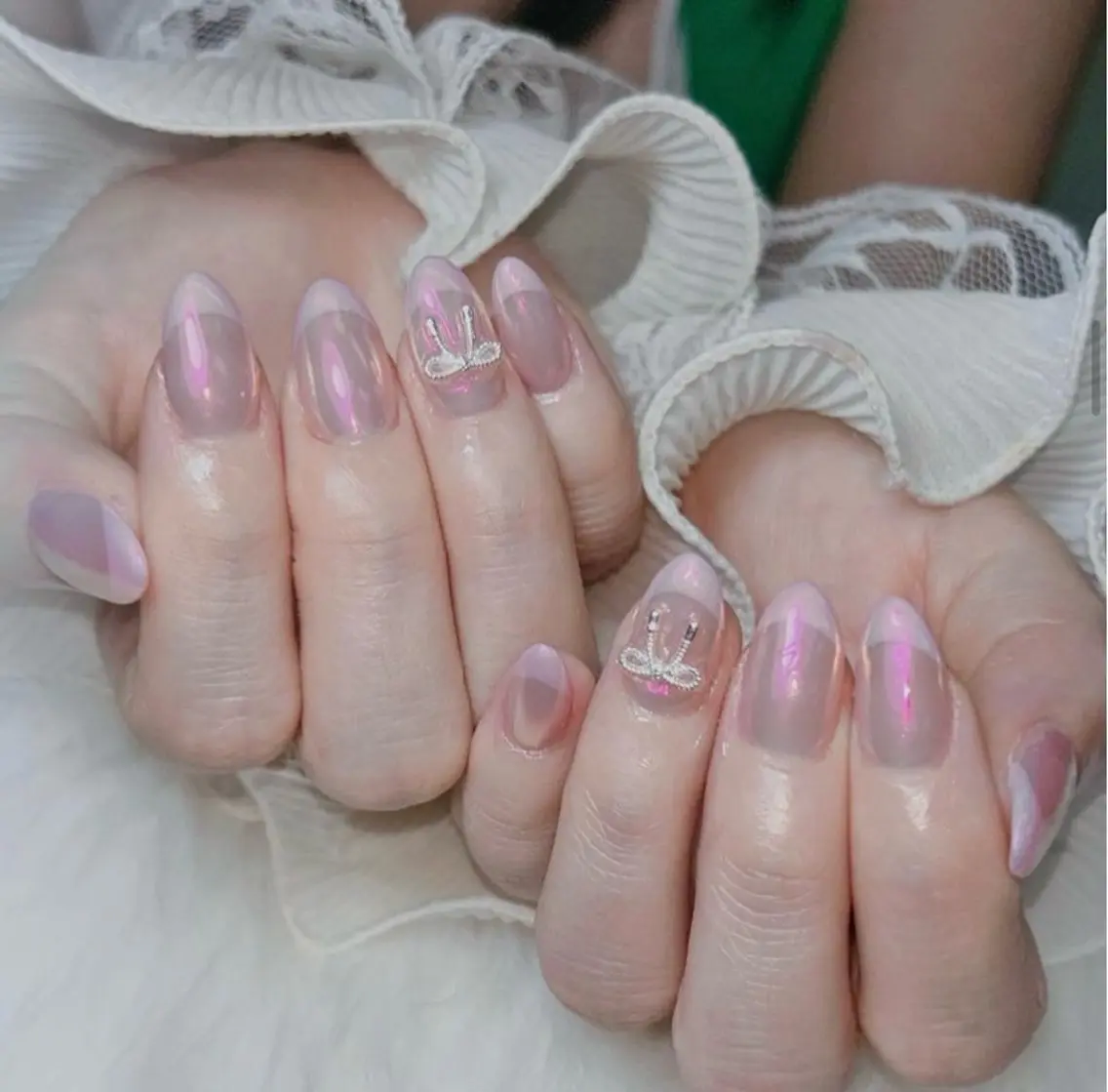ネイル フレンチネイル ジェルネイル 韓国ネイル マグネットネイル マグネットフレンチ akina nailsのネイルデザイン