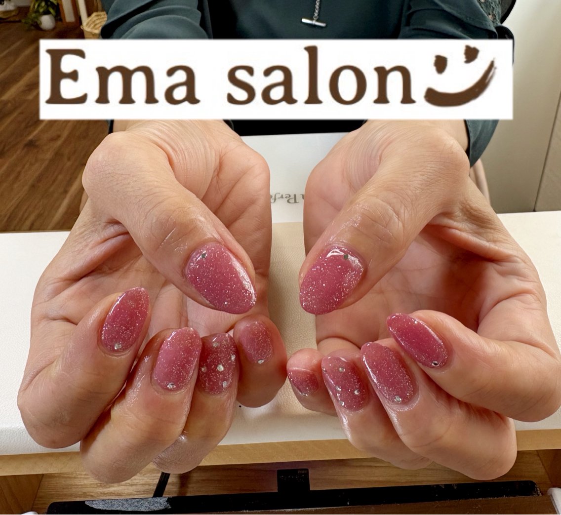 ネイル キラキラネイル ピンク ハンドネイル Ema salon hiromiのネイルデザイン