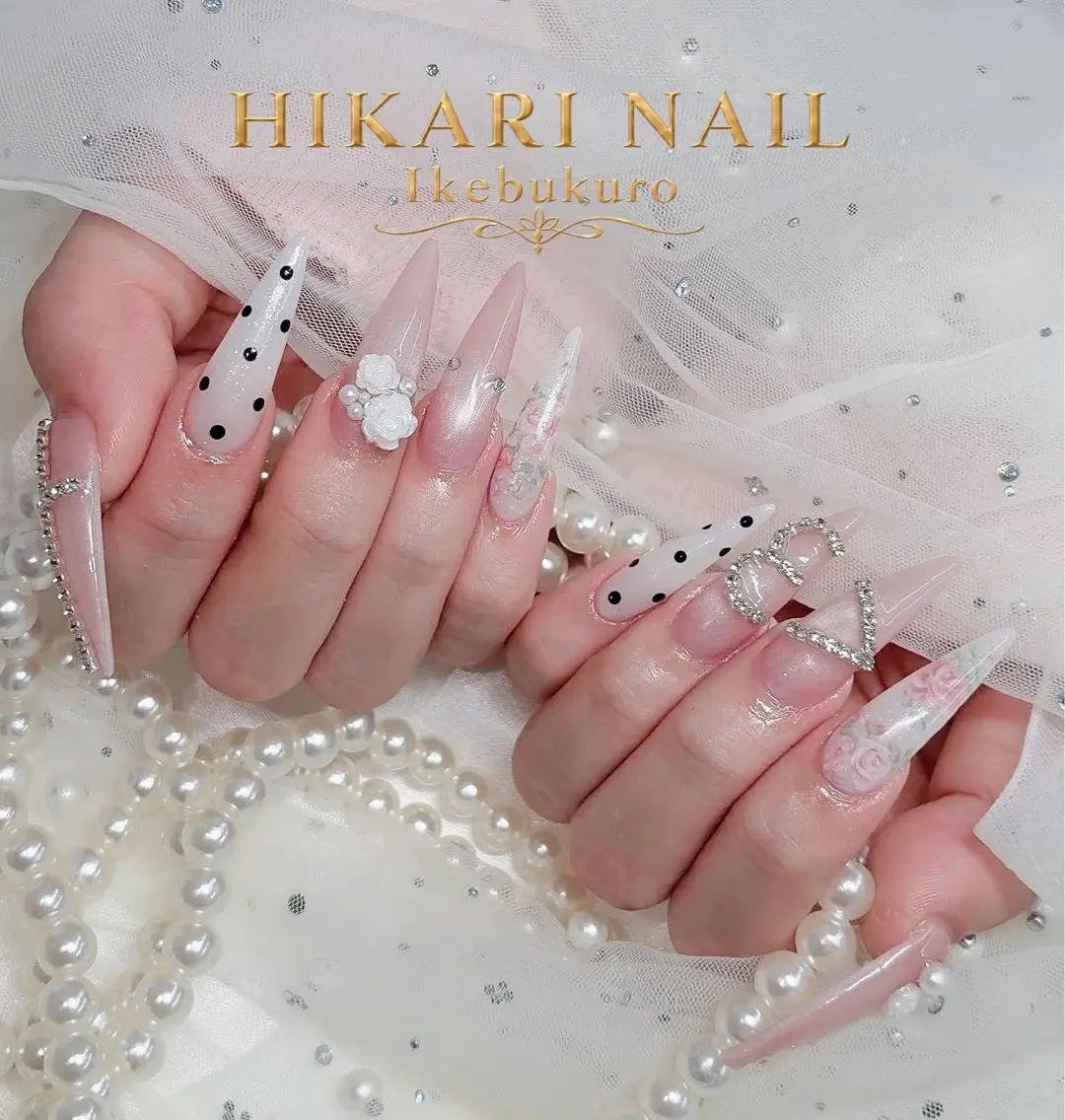 ネイル チークネイル 長さ出し フレンチネイル ガーリー ハロウィン ハンドネイル HikariNail Ikebukuroのネイルデザイン
