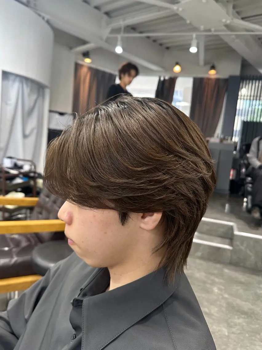 パーマ メンズ 梅田/センターパート 山下学偉のヘアスタイル