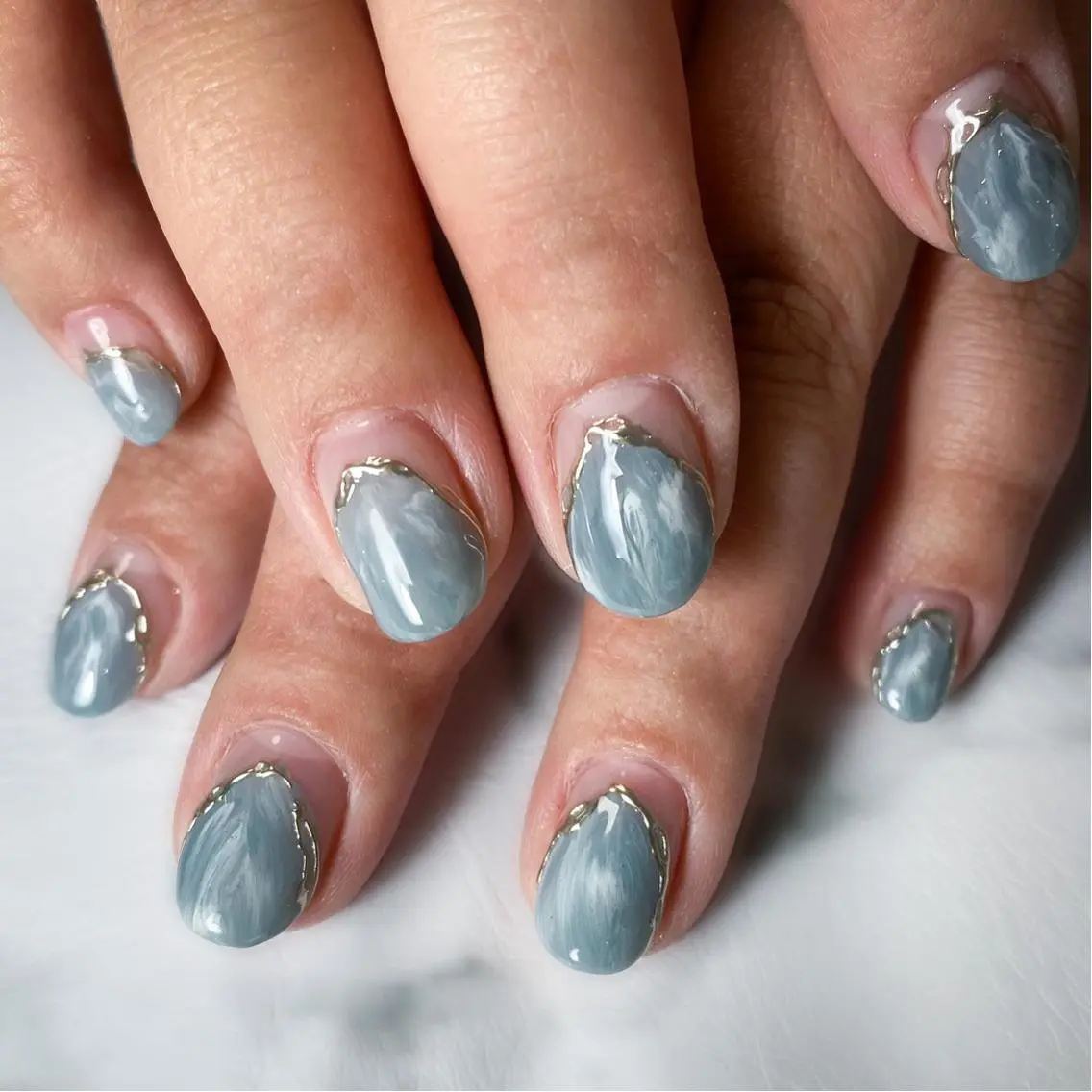 ネイル ブルー ニュアンスネイル ハンドネイル &.nail/ ニュアンス/持込み可のネイルデザイン