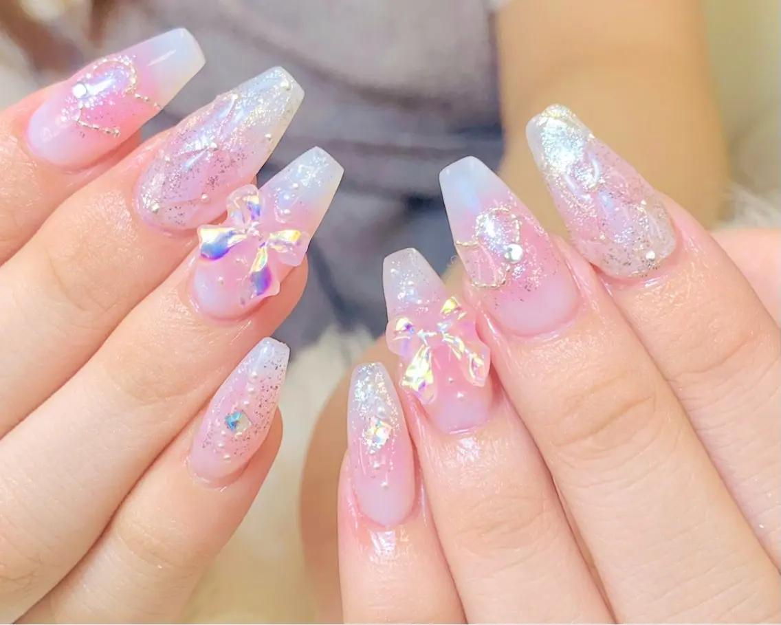 ネイル チークネイル 長さ出し フラッシュネイル フレンチネイル グラデーション ハンドネイル AN NAIL SALONのネイルデザイン