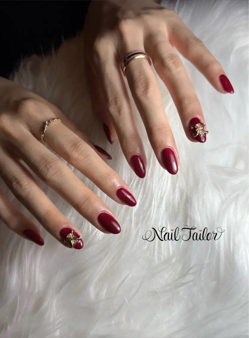 ネイル ボルドー ワンカラーネイル 赤色 ハンドネイル NailTailor ネイルテイラーのネイルデザイン