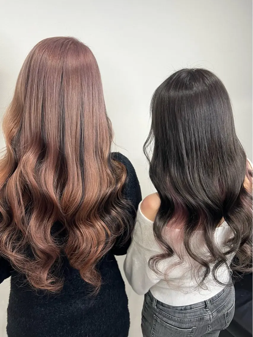 ロング カラー プルエクステ ベージュカラー ブリーチ ケアブリーチ ピンクカラー カット ヘアカラー トリートメント エクステ YUDU🍊 germe/ジェルムのヘアスタイル