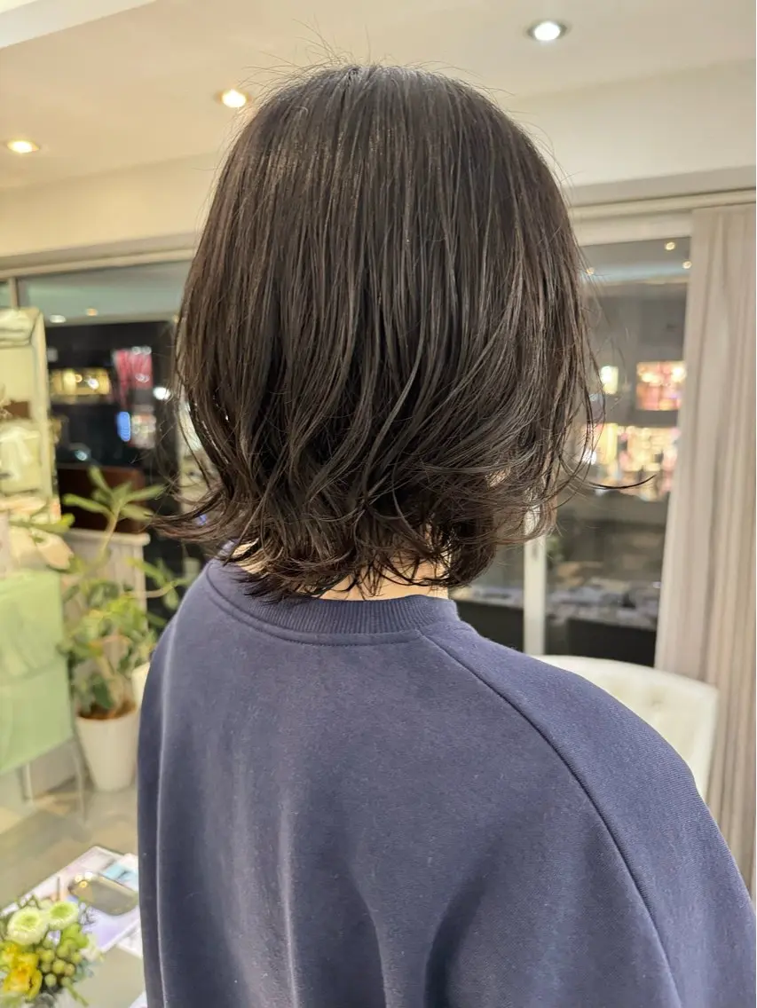ミディアム パーマ ミディアムパーマ ボブ カット パーマ トリートメント デジタルパーマ 🌀ボブ　萩原　龍のヘアスタイル