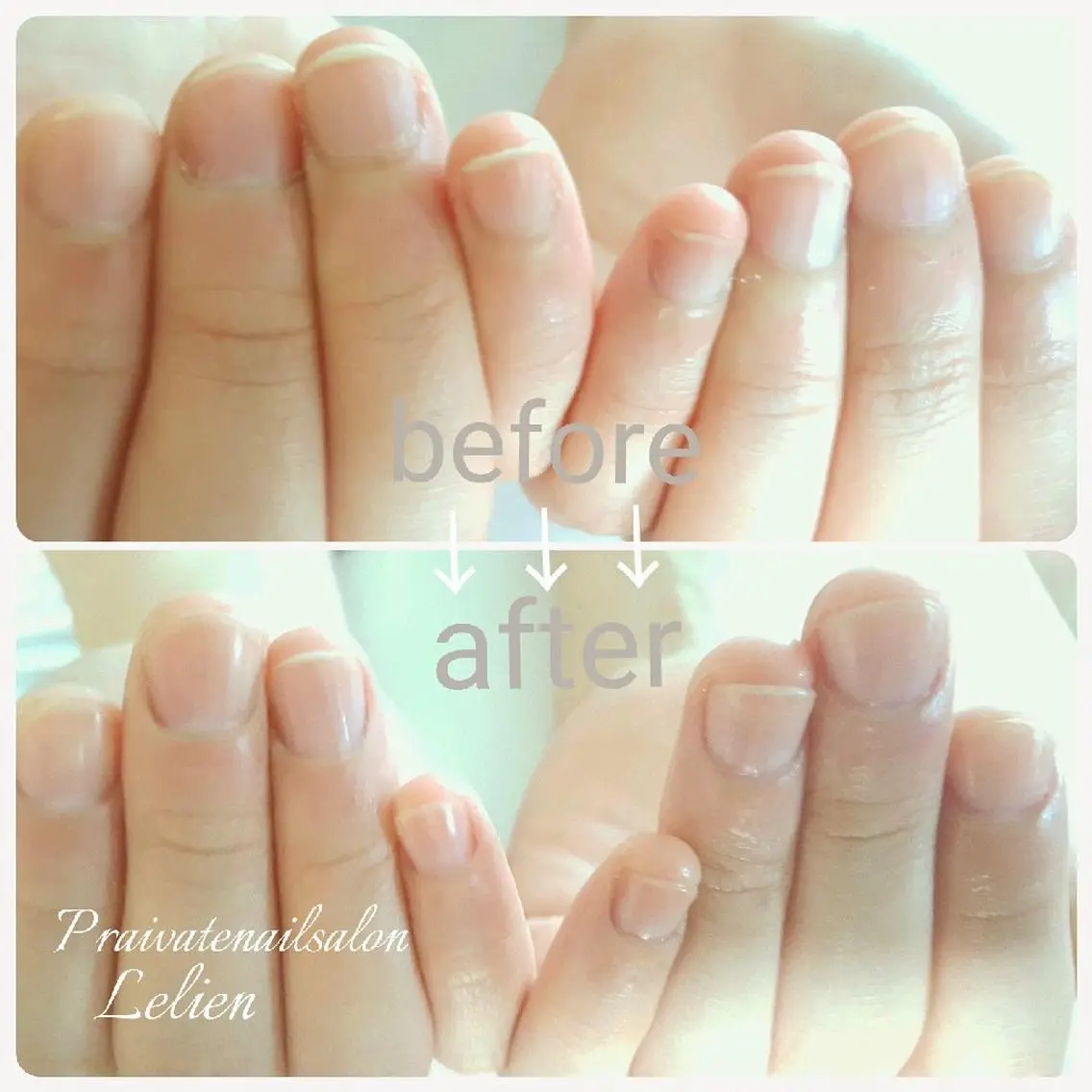 💅🌿ケアコース🌿(甘皮処理+長さ形整え+表面磨き.ツヤ出し)+手首下〜ハンドマッサージの写真