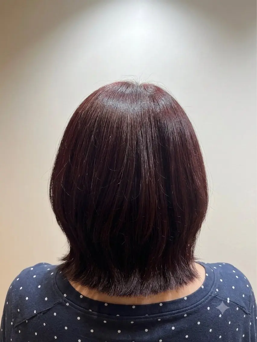 ミディアム ボブ くびれヘア カット ヘアカラー 渡邉 奈美のヘアスタイル