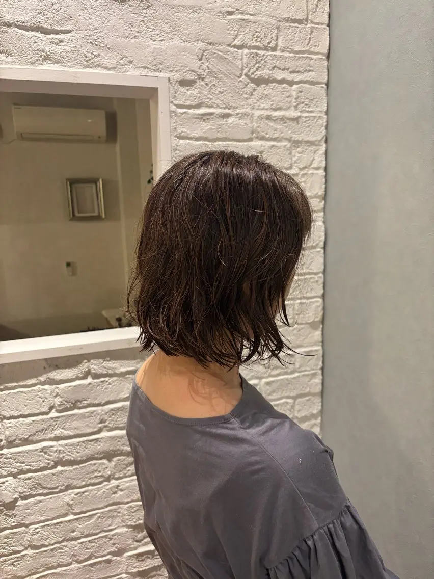 ミディアム ミディアムパーマ ボブ Rudder 牛嶋のヘアスタイル