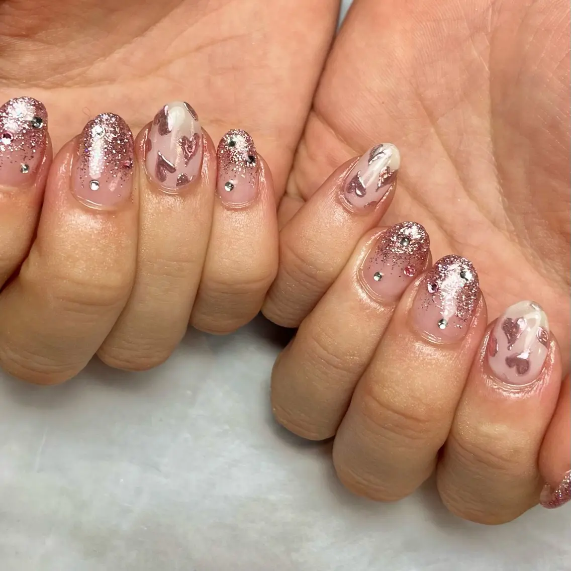 ネイル ミラーネイル 持ち込み ピンク ハンドネイル Reflection marikoのネイルデザイン