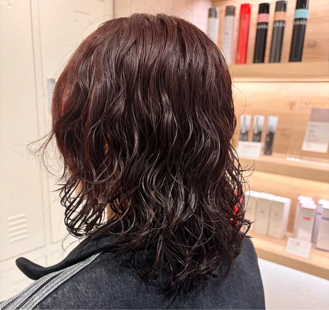 カラー パーマ レッドカラー ヘアカラー Maito/下通 ／格安/透明感✨のヘアスタイル