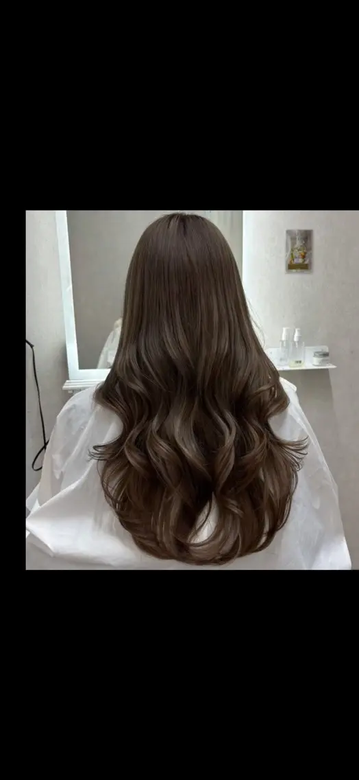 ロング ヘアカラー ♡⃛₊暗髪艶カラー /レイヤー♡⃛にこのヘアスタイル