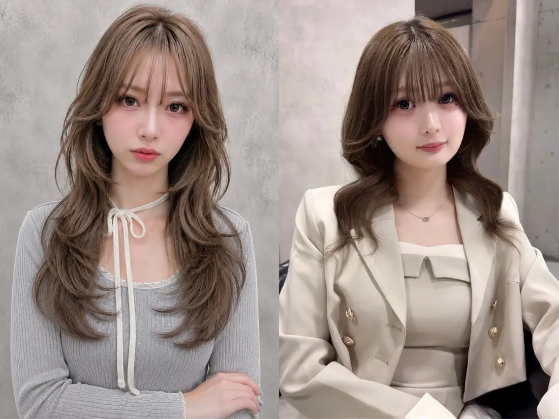 ロング ヘアカラー トリートメント ヘッドスパ ケアブリーチ🌺韓国 レイヤー🪽‪とわのヘアスタイル