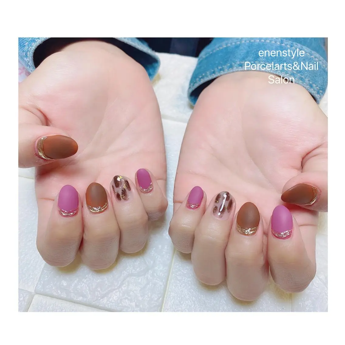 ミディアム ネイル ハンドネイル 🐾enen style 🐾のネイルデザイン