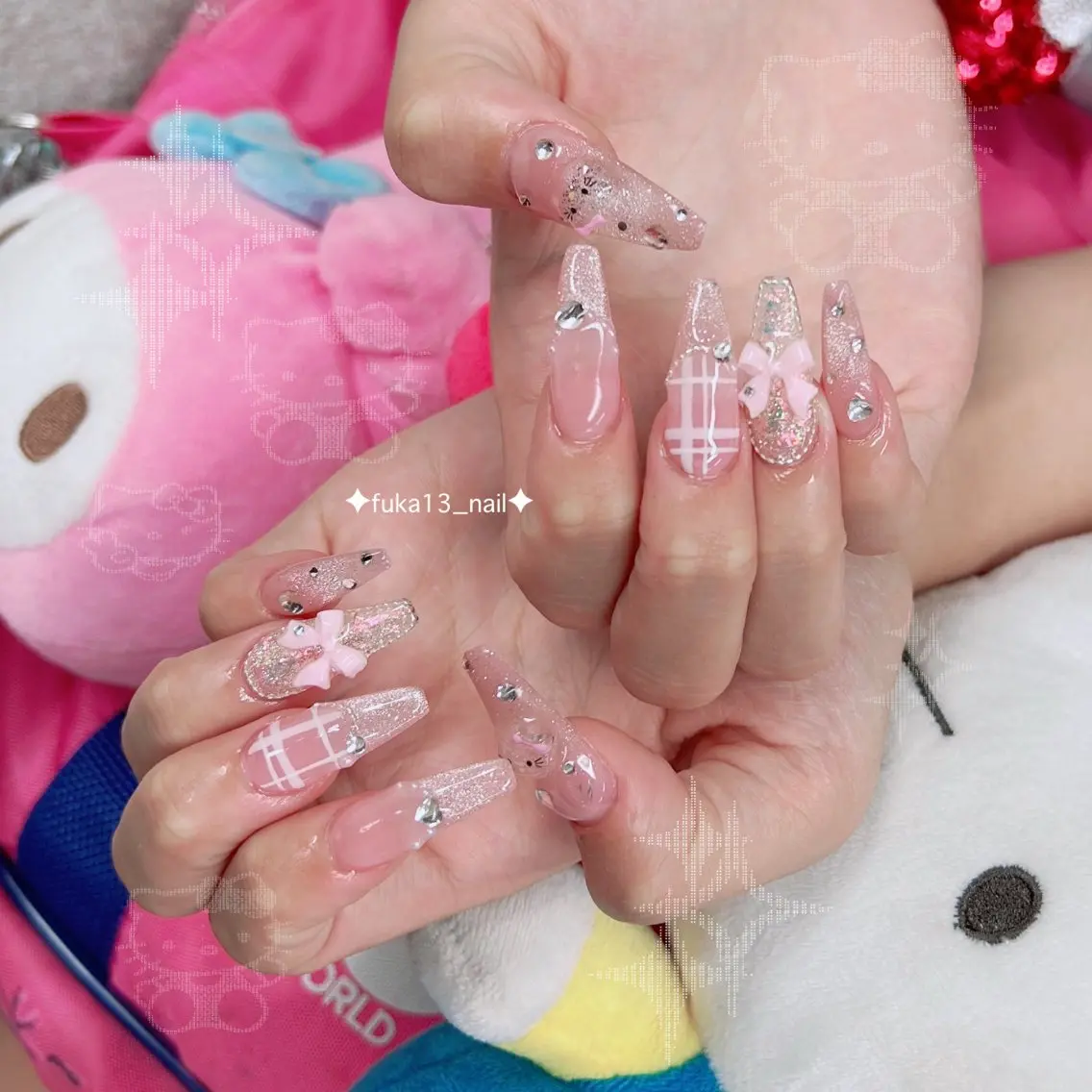 ネイル ガーリー キラキラネイル 韓国ネイル リボン スカルプネイル ハンドネイル Nail♡Fuka. /6月予約受付中のネイルデザイン