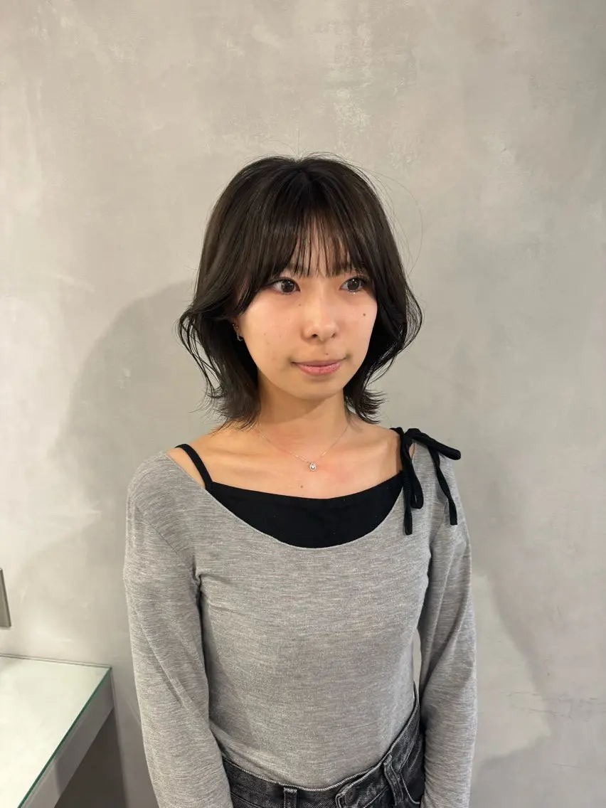 セミロング カット ヘアカラー トリートメント 100%可愛い顔周り 💓レイヤー/しずくのヘアスタイル