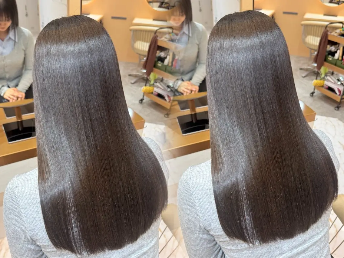 ロング カラー グレージュ 髪質改善 ʚザクザクレイヤー× 艶透明感/にしじまɞのヘアスタイル