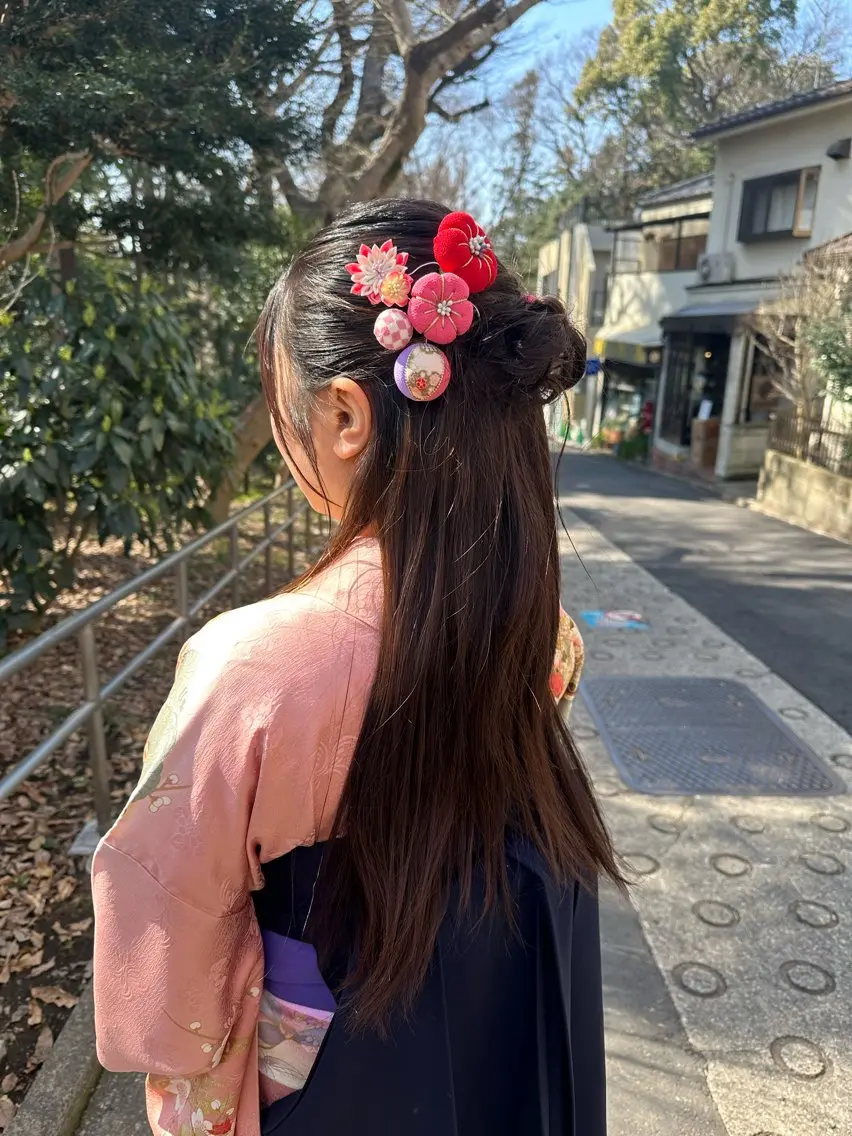 ヘアアレンジ 着付け ショート🌼パーマ 本間正子のヘアスタイル
