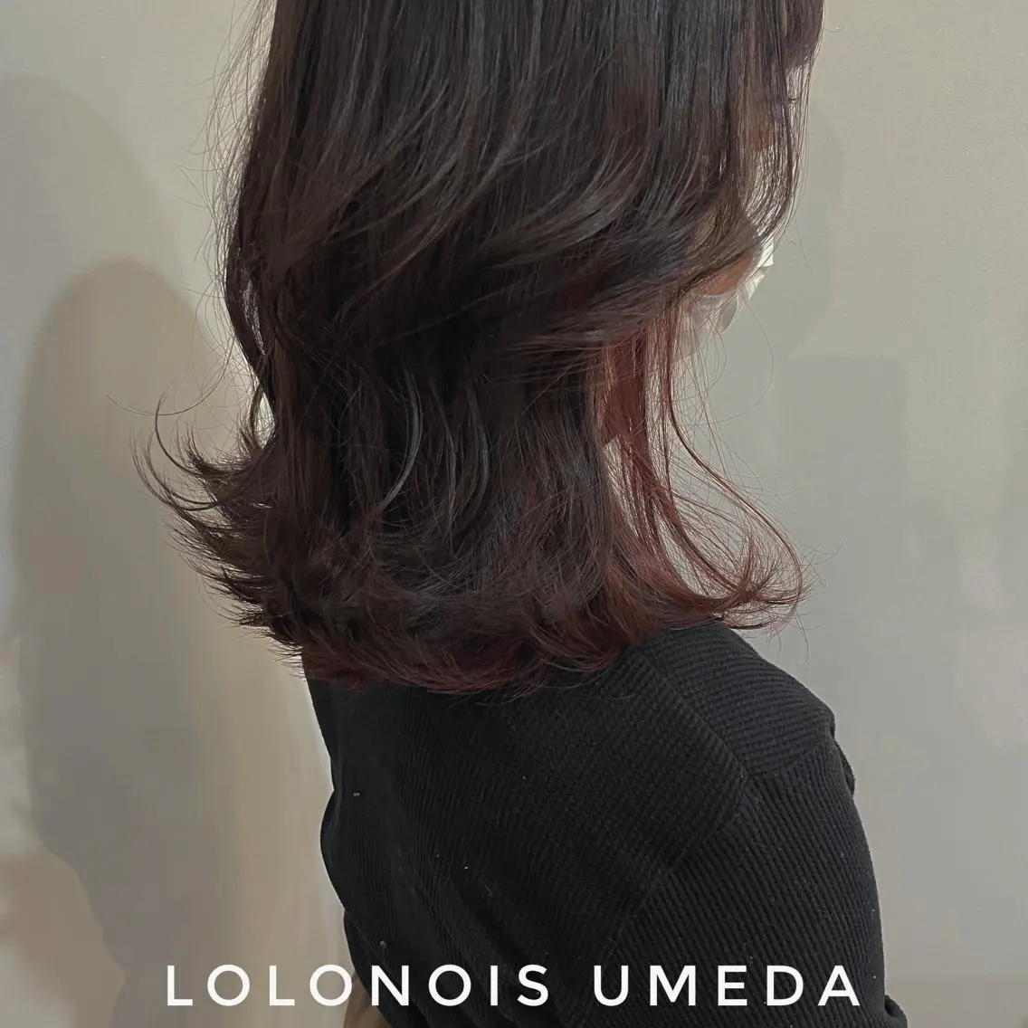 ミディアム カラー ピンクカラー Lolonois梅田 /Okazaki:)のヘアスタイル