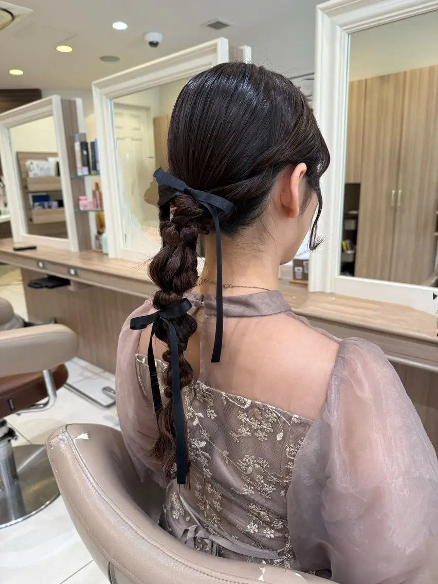 ロング ヘアアレンジ ヘアセット 韓国ヘアメイク🎀/ 縮毛矯正✨山本媛香のヘアスタイル
