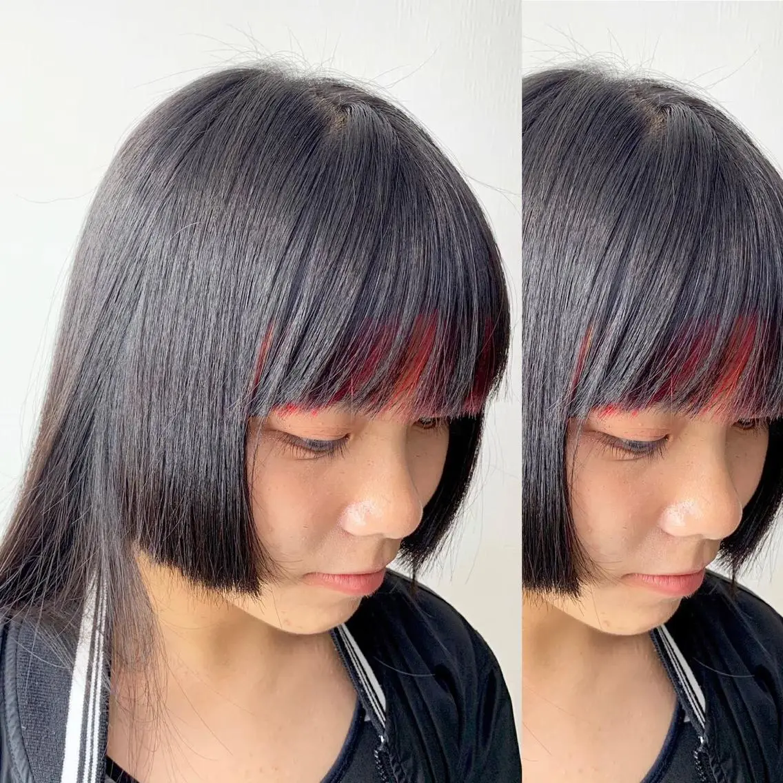 セミロング カラー カット トリートメント JuNブリーチに 縮毛矯正するプロのヘアスタイル