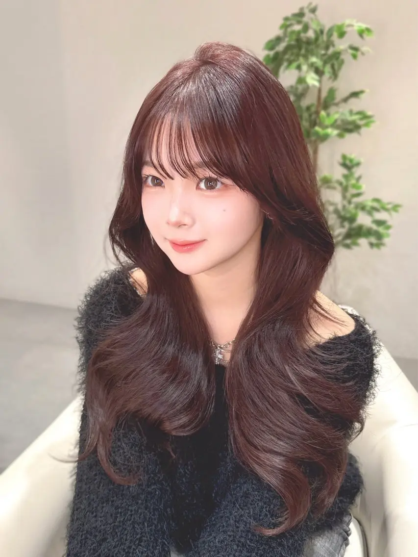 ミディアム カラー カット ヘアカラー トリートメント ヘッドスパ ヘアセット 韓国ヘア/レイヤー/ 顔まわり/りょーとのヘアスタイル