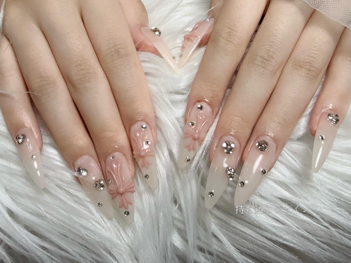 ネイル アートネイル フラッシュネイル フレンチネイル ジェルネイル ガラスフレンチ M2 BEAUTY Rikaのネイルデザイン