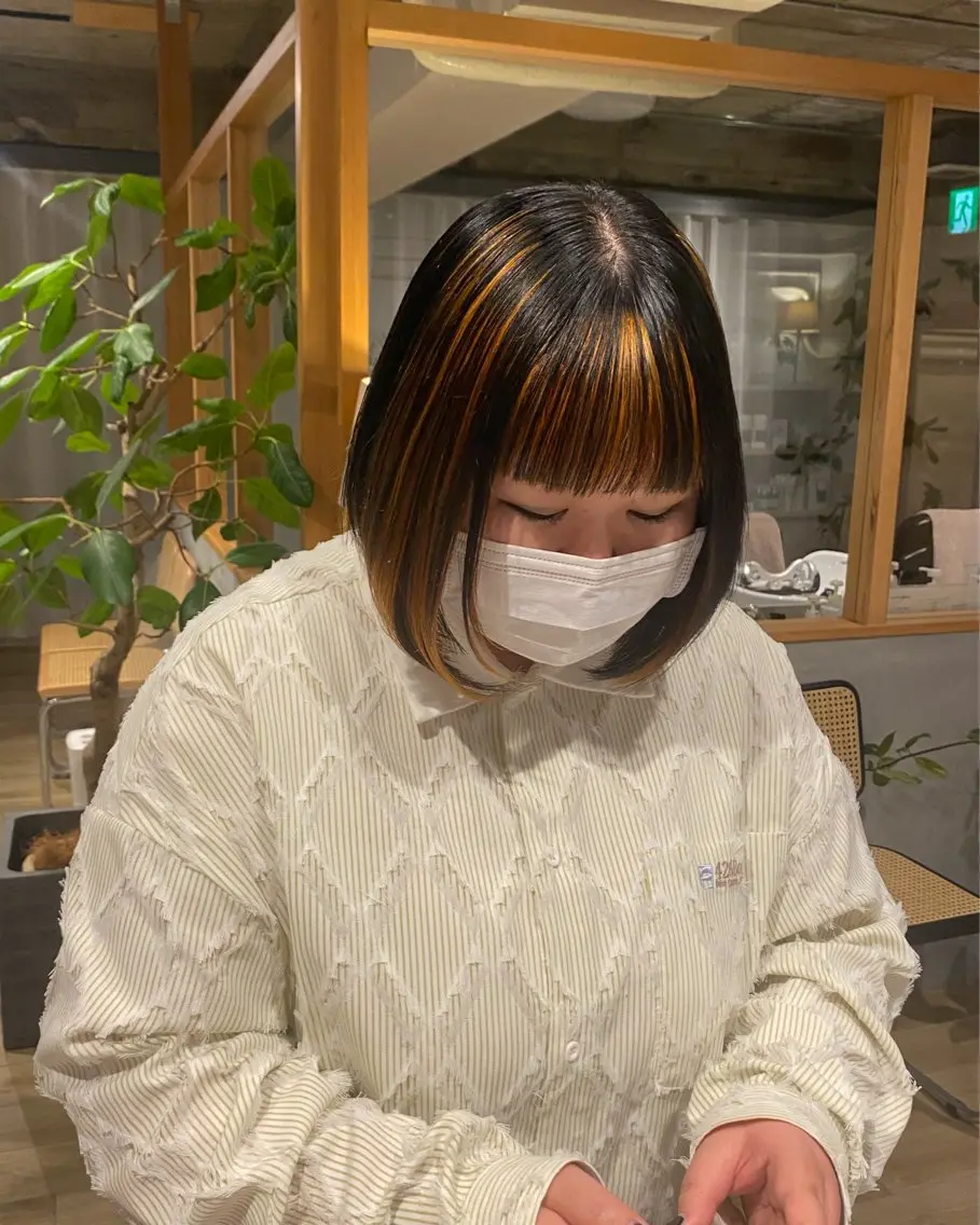 ショート カラー 黒髪 デザインカラー ai ㅤのヘアスタイル