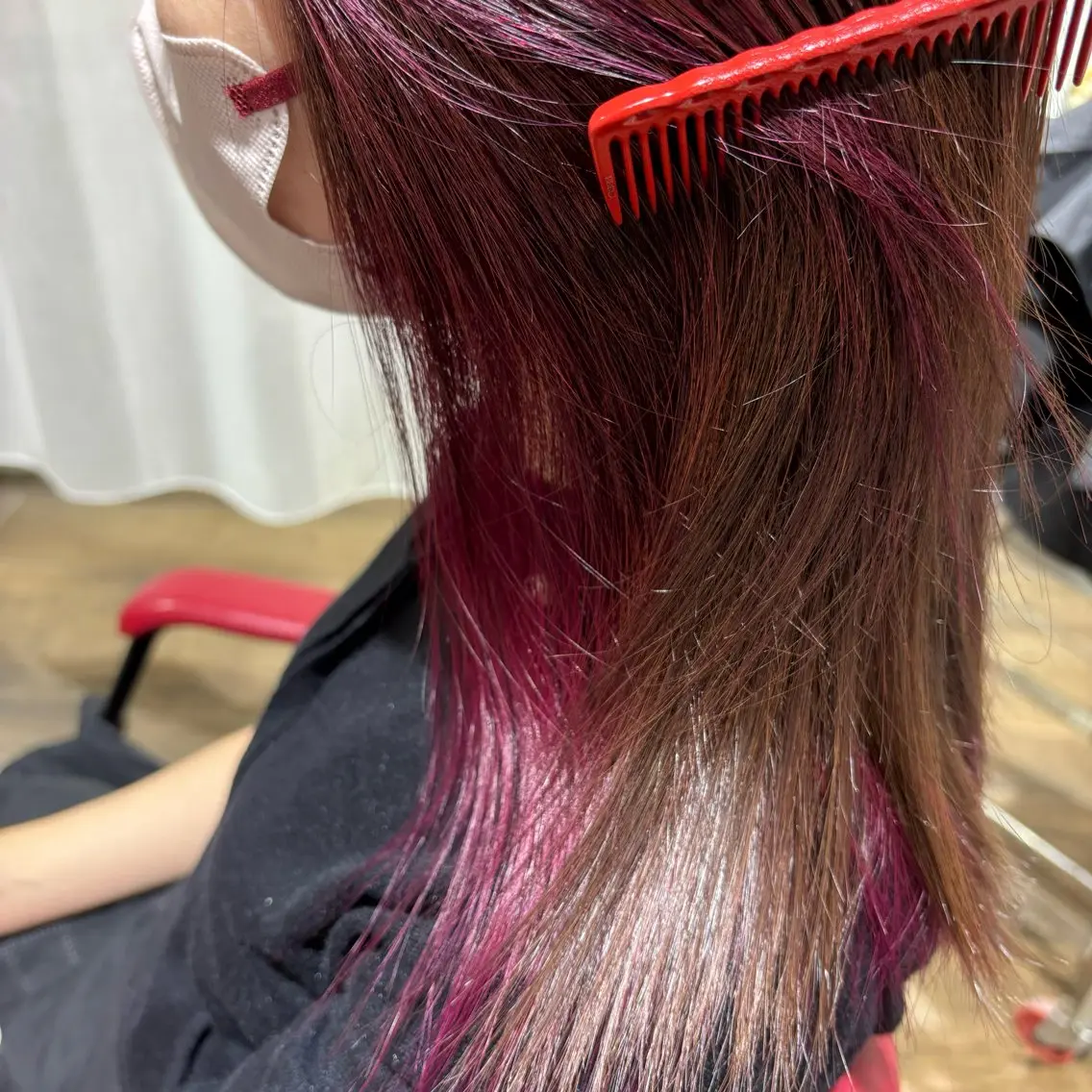 ロング カラー ブリーチ ブラウンカラー ピンクカラー トリートメント しばた ゆらのヘアスタイル