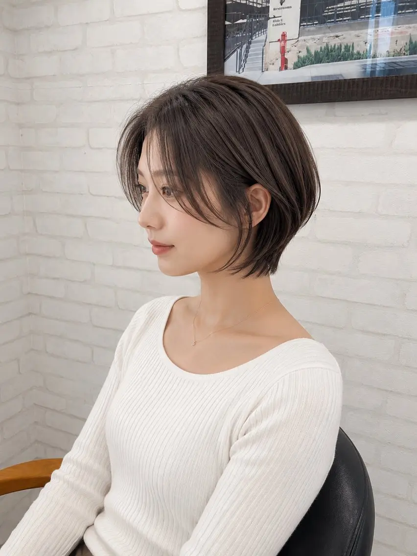 ショート カラー ショートボブ 透明感カラー ハイライトカラー ボブ くびれヘア カット ヘアカラー 【韓国風特化】 池田一之のヘアスタイル