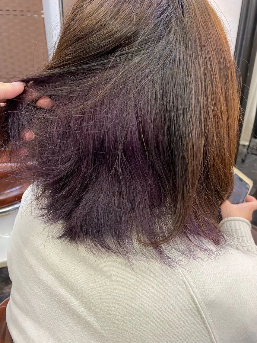 カラー カシス インナーカラー ラベンダーカラー ヘアカラー エジリ ナナハのヘアスタイル