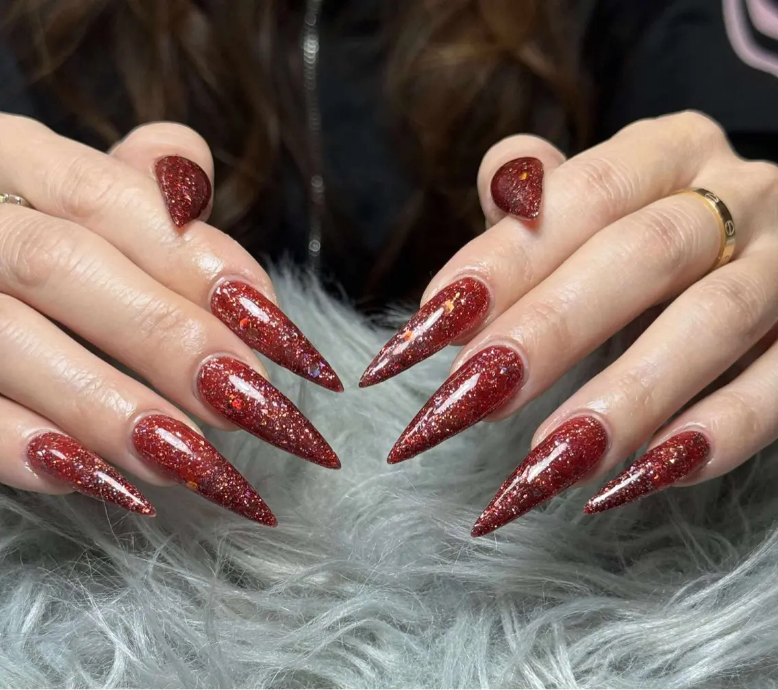 ネイル オーロラネイル ボルドー ブラウン 氷ネイル・うるうるネイル キラキラネイル ハンドネイル Julli NailStudioのネイルデザイン