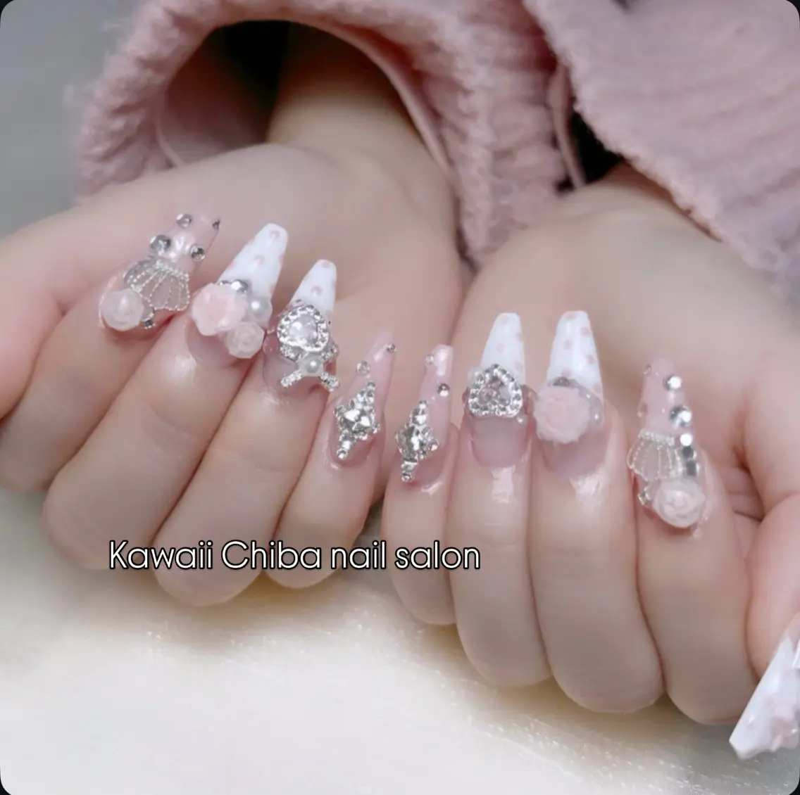 ネイル チークネイル 桜ネイル 長さ出し フラワーネイル フレンチネイル ハンドネイル ハンドケア Kawaii Chiba nailのネイルデザイン