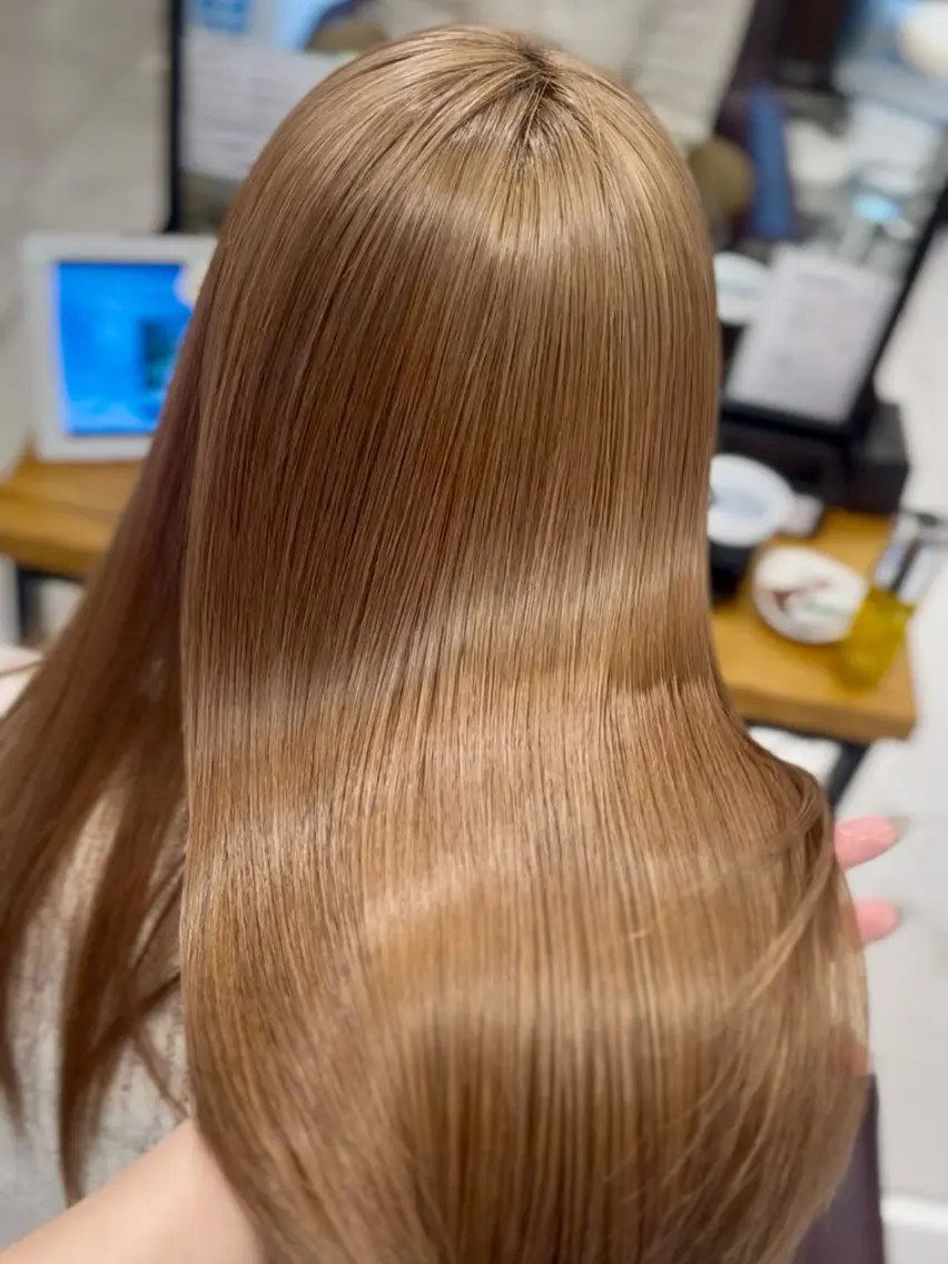 ロング カラー ブリーチ 髪質改善 ヘアカラー トリートメント りおな/髪質改善/ カラー /平尾のヘアスタイル
