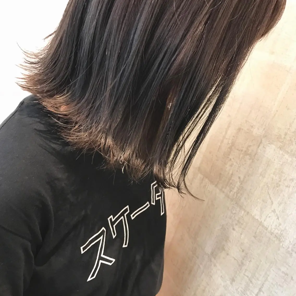 ミディアム カラー 切りっぱなしボブ グレージュ ボブ ショート特化 /天神大名/ハルナのヘアスタイル