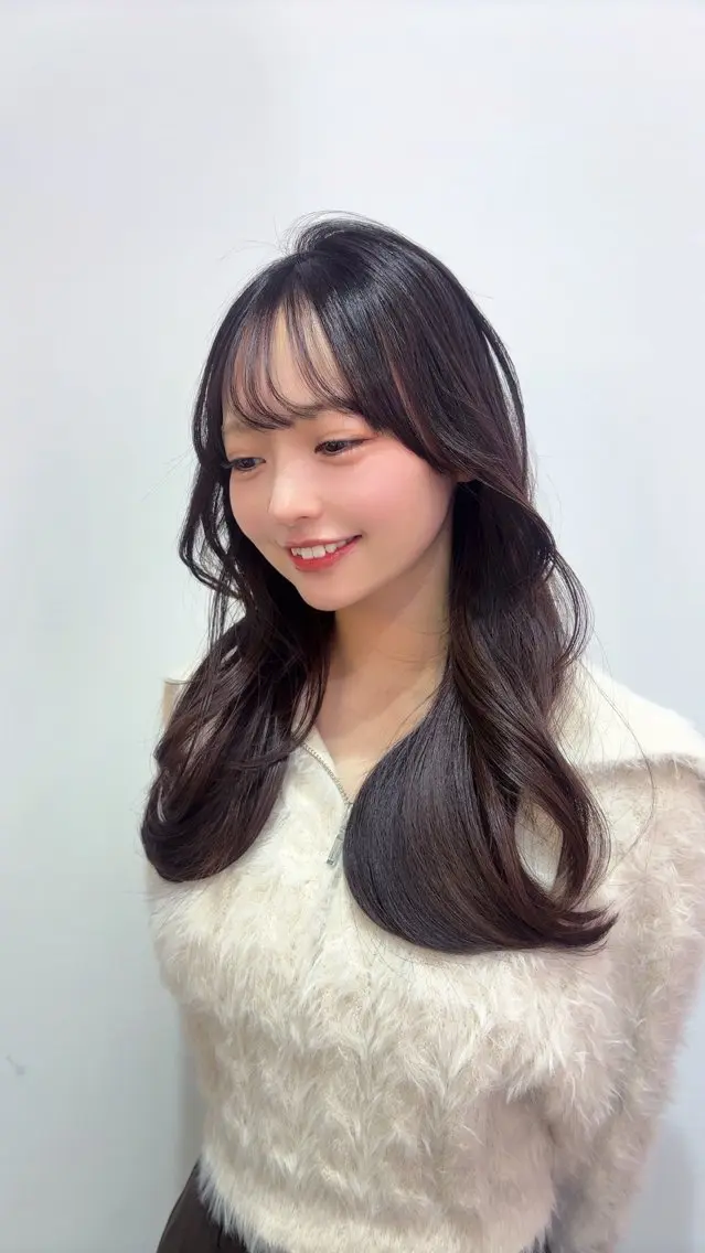 ロング Miu 名古屋カット ミディアム/ピンク髪のヘアスタイル