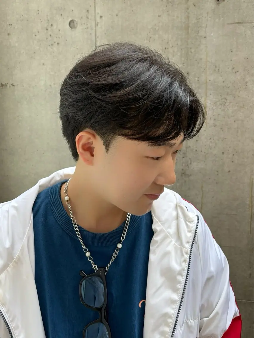 ショート パーマ メンズ カット パーマ カルマパーマ韓国ヘア shiryuのヘアスタイル