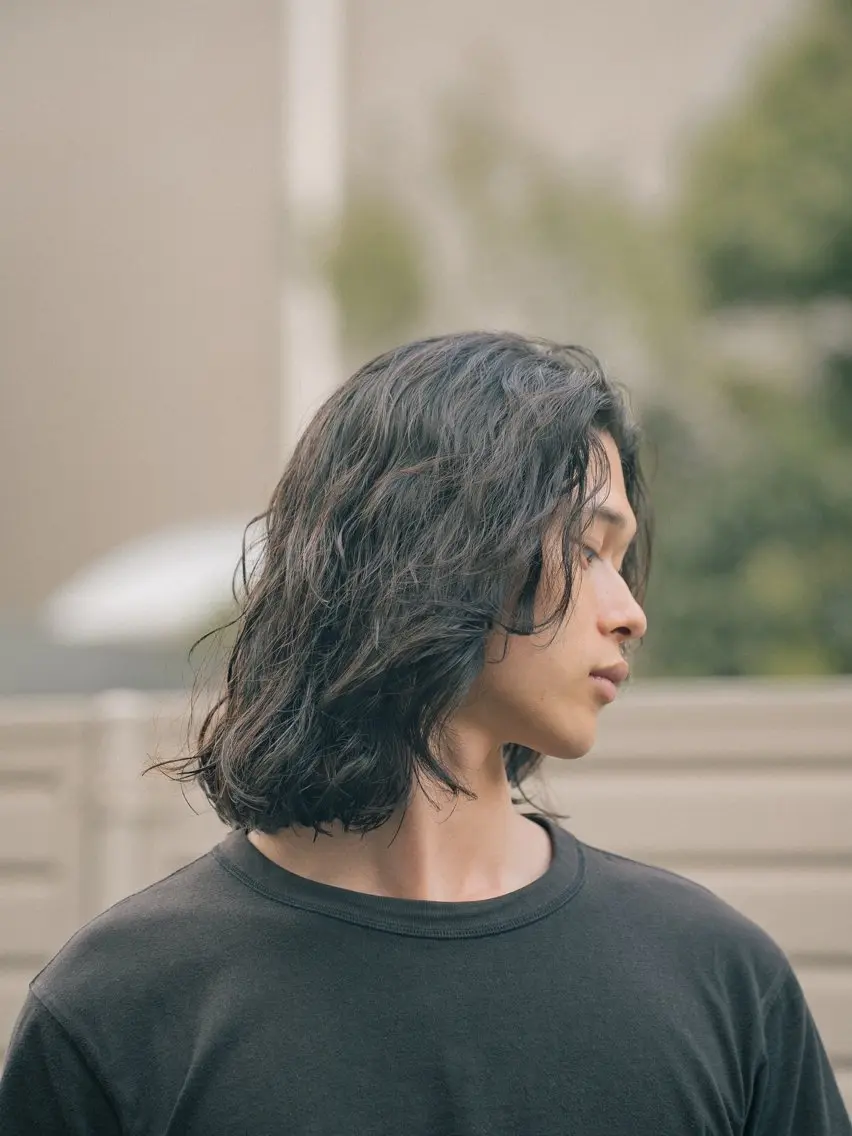 セミロング カラー パーマ メンズ ニュアンスパーマ カット パーマ 🔗メンズサロン🔗 Kieのヘアスタイル