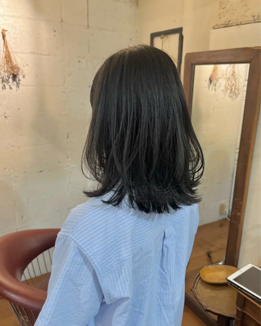 ミディアム カラー カット ヘアカラー 暗髪とオリーブ🌿 渡辺拓人のヘアスタイル