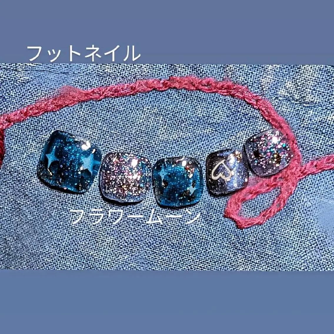 ネイル フットネイル フラワー ムーンのネイルデザイン