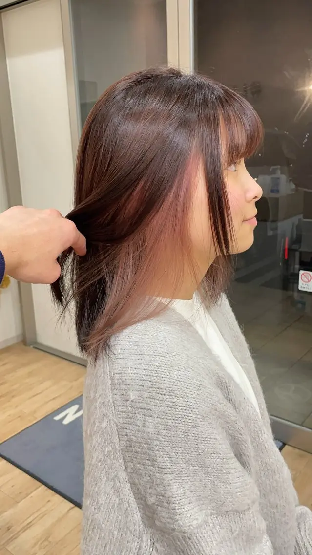 ミディアム カラー インナーカラー ピンクカラー 橋本翔 ハイトーン/レイヤーのヘアスタイル